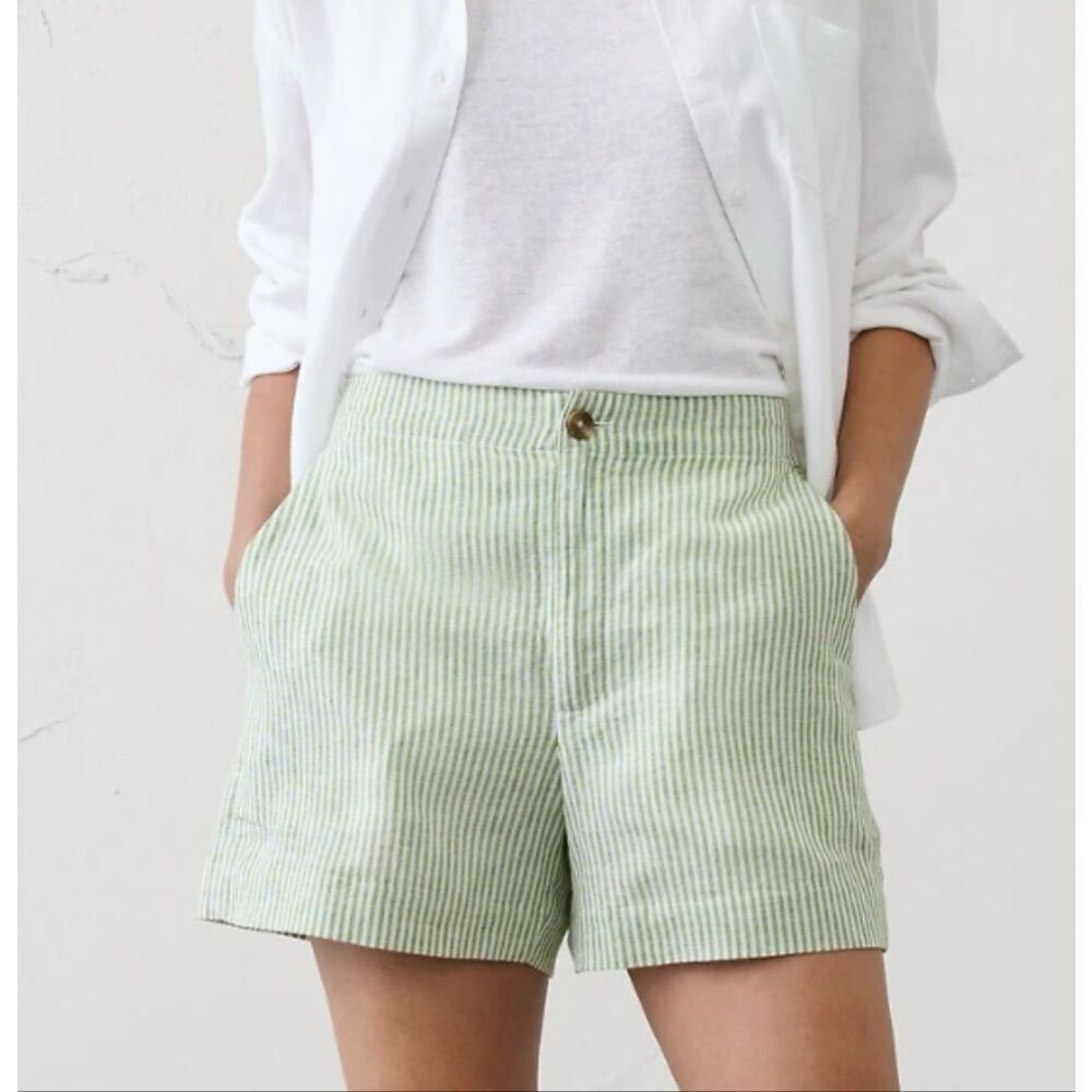 Banana Republic linen blend high rise striped shorts size S